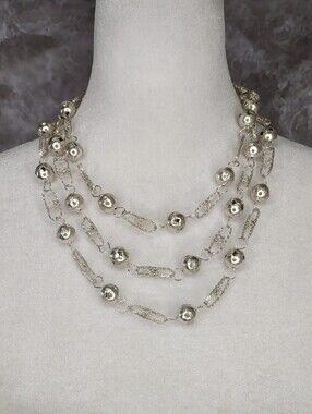 Artisan Crafted Vintage Silver-Plated Mexican Wedding Necklace